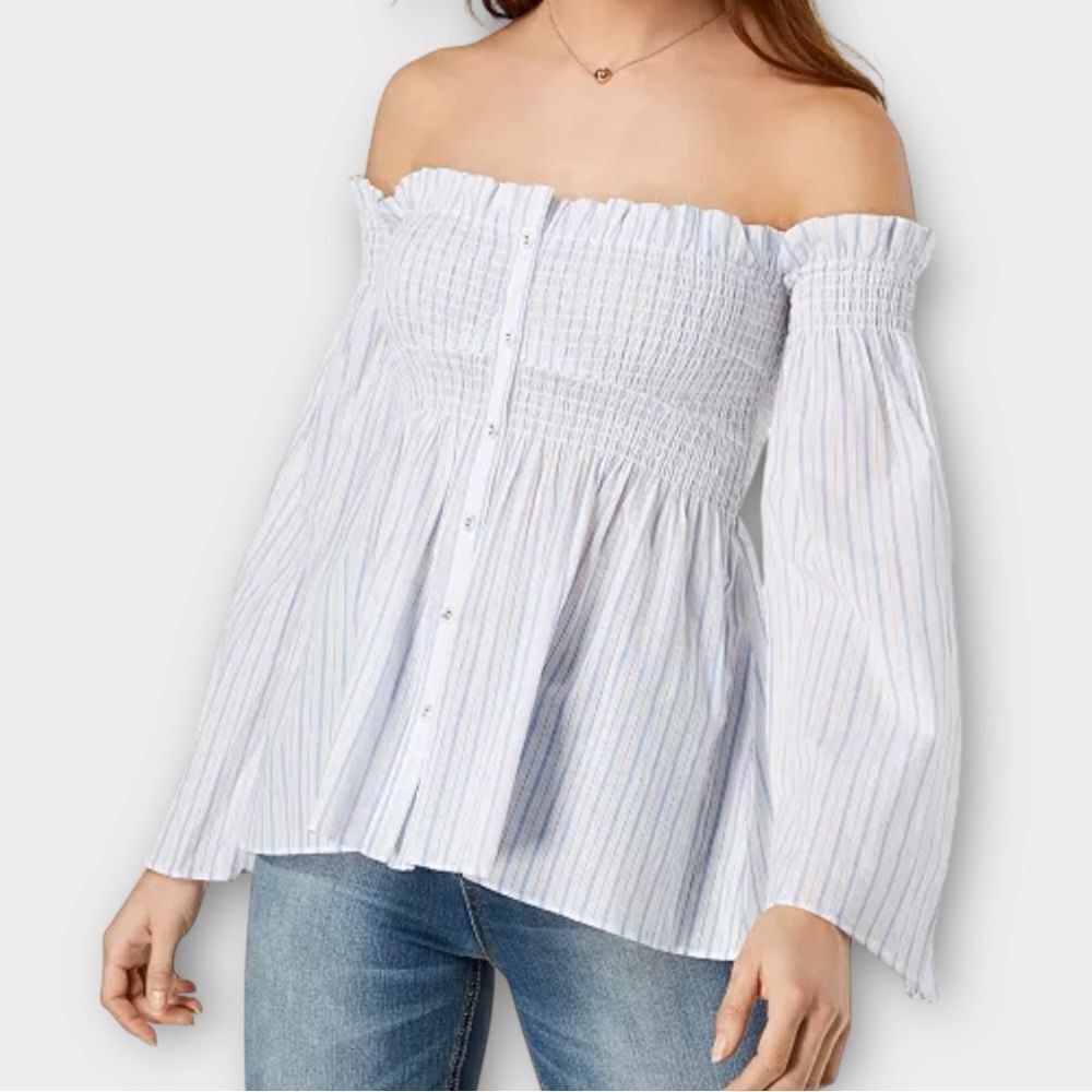 Anthropologie ASTR the Label Shelby Striped Off-The-Shoulder Top‎ Size XS NWT